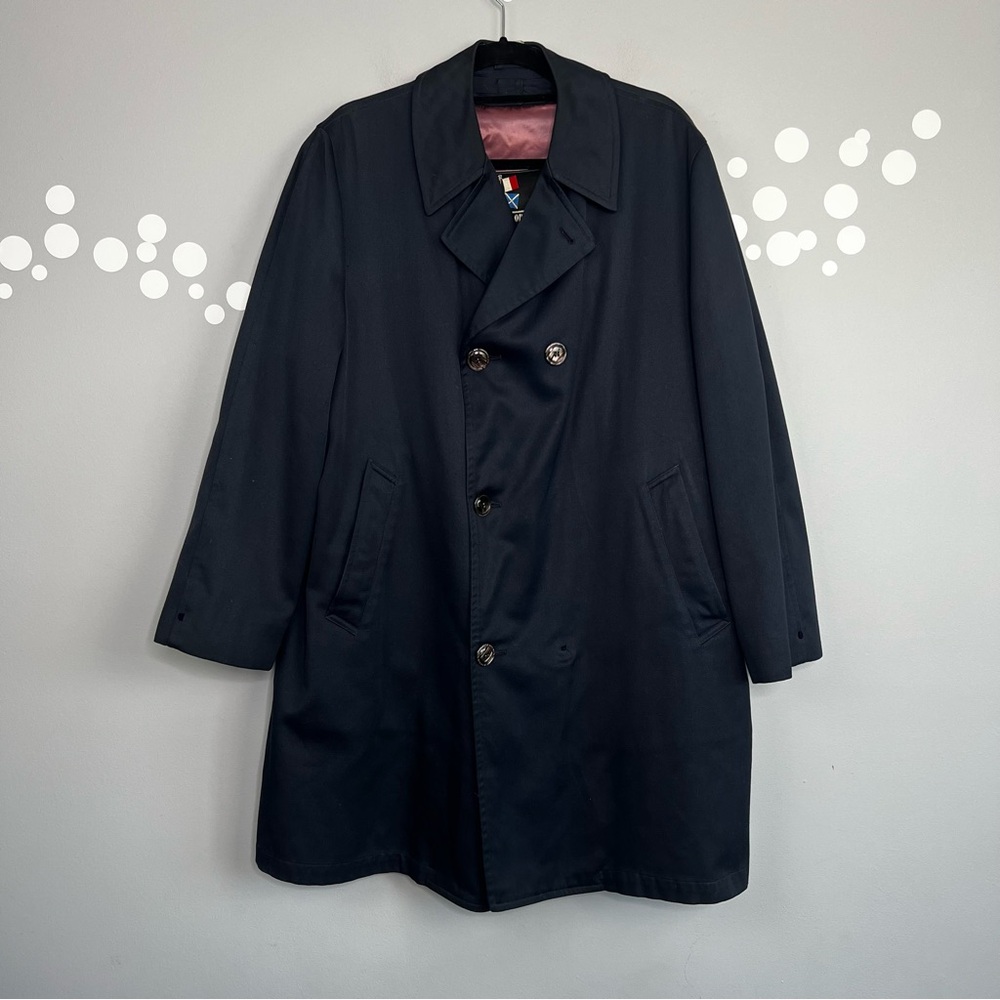 Vintage Harbor Master Double-Breasted Trench Coat Size 42R Removable Wool Liner